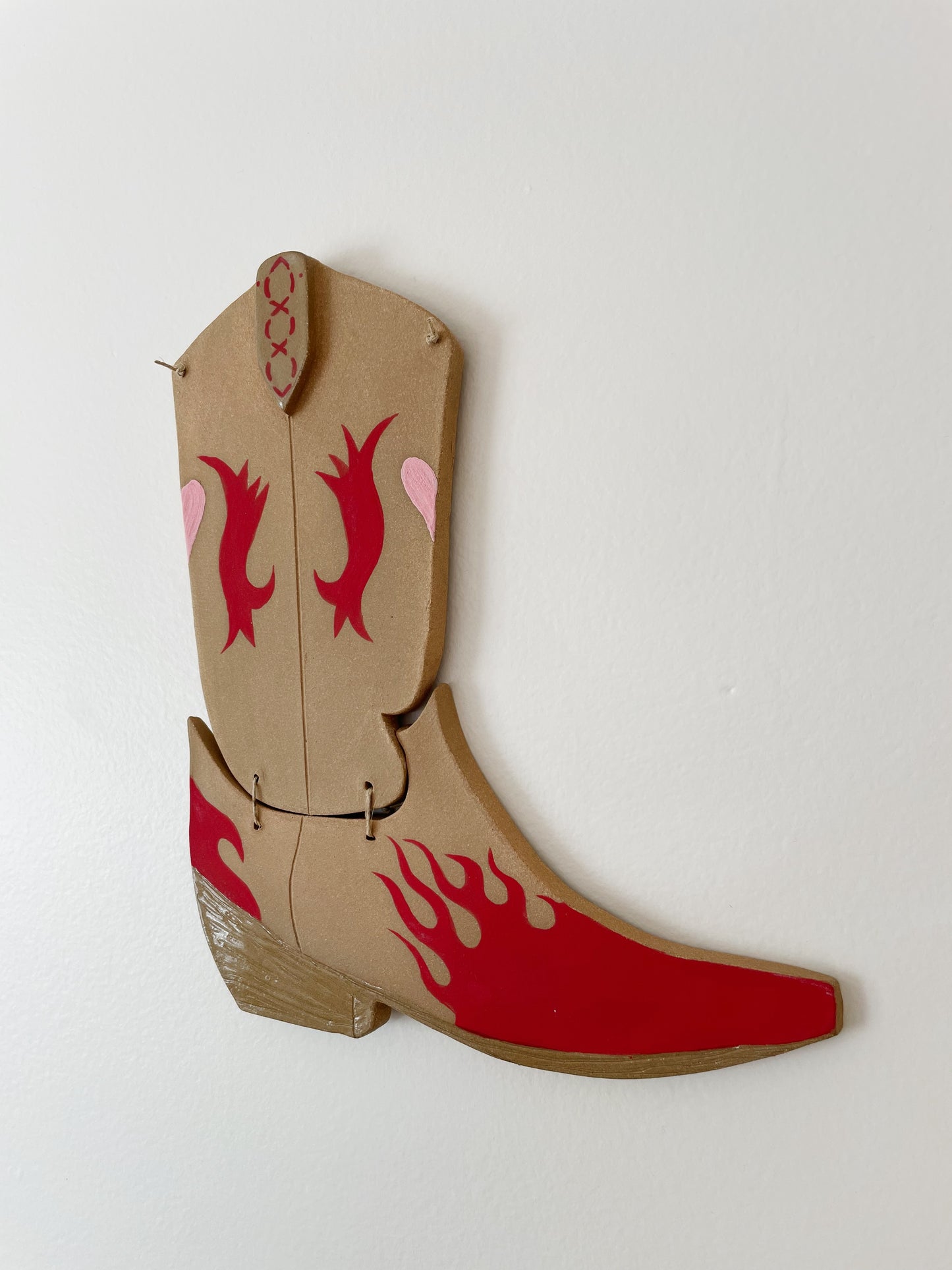 Red Flame Boot Wall Hanging