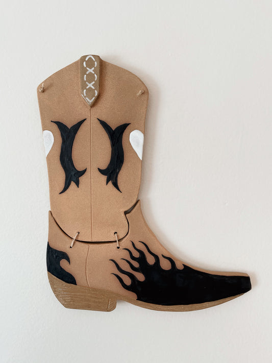 Black Flame Boot Wall Hanging