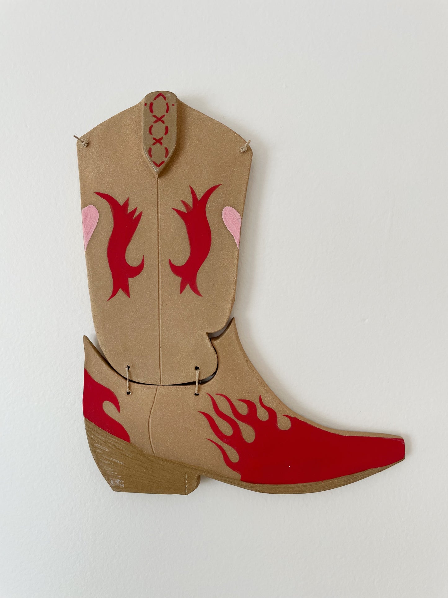 Red Flame Boot Wall Hanging